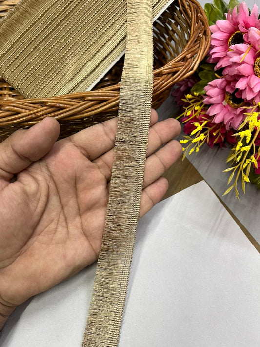 Fringe Lace for Dupattas | Zalar Lace | Zari Thread Lace – Premium 1 Inch Latkan Style Decorative Border for Ethnic & Festive Wear (9 Meter) | Rose Gold