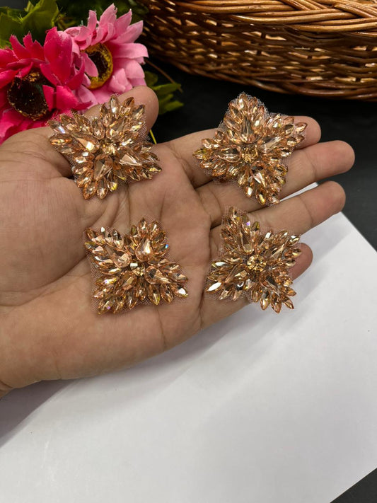Handcrafted Crystal Patch – Premium Designer Accent for Ethnic & Fusion Wear | Rose Gold