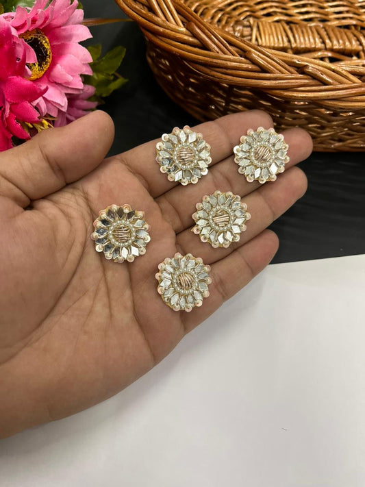 Handcrafted Mirror Butti for Dupattas & Sarees (Pack of 12) – Premium Traditional Embellishments | Rose Gold