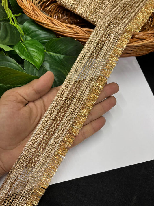 Dupatta Zalar Lace | Fringe Lace for Dupattas | Kiran Lace for Dupatta – Premium Latkan Lace | Rose Gold