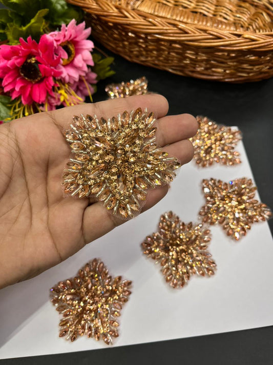 Handmade Rhinestone Patch – Premium Designer Patch for Ethnic & Fusion Wear | Rose Gold