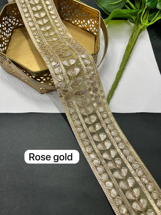 Handmade Rajasthani Gota Lace for Sarees, Lehengas & Dupattas – Ethnic Designer Border (9 Meter) | Rose Gold
