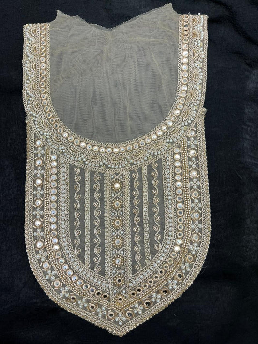 Embroidered Neck Patch for Kurti & Suits – Stylish Designer Decorative Neck Applique | Rose Gold