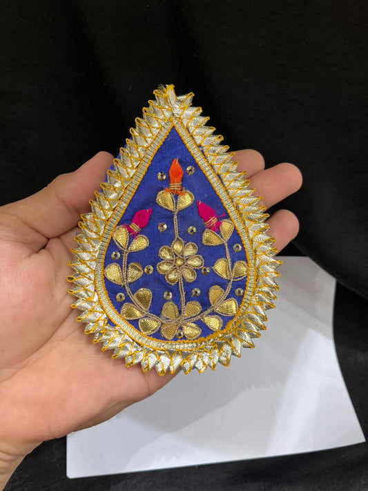 Handmade Gota Patches for Sarees, Lehengas & Blouses – Traditional Ethnic Decorative Applique Patches | Royal Blue