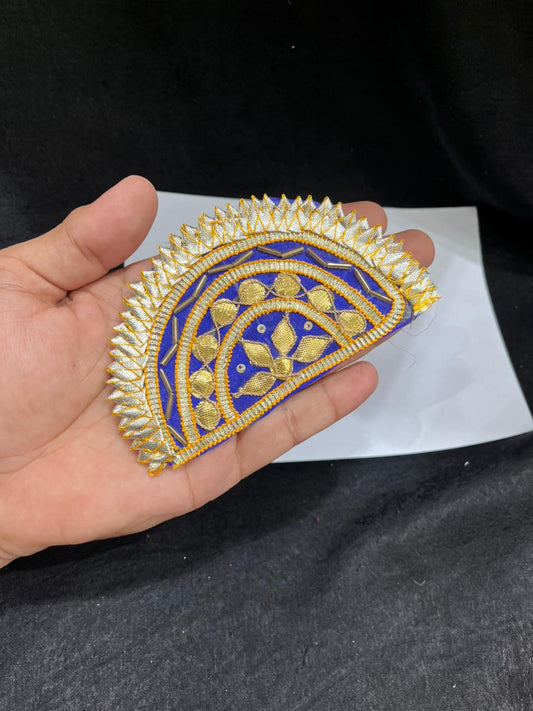 Beautiful Indian Gota Patti Applique Work Decorative Crafting Patch for Saree, Lehenga & Blouse – Sew On Ethnic Designer Applique Badge | Royal Blue