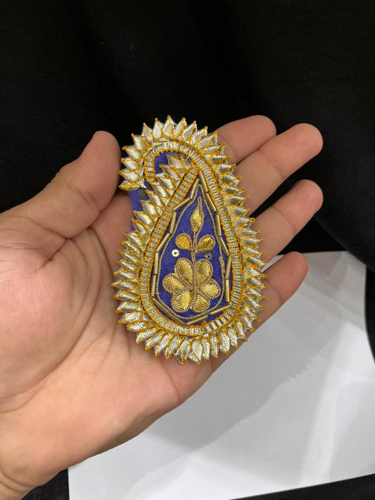 Handmade Mango Design Gota Patches for Sarees, Lehengas & Blouses – Traditional Ethnic Decorative Applique Patches | Royal blue
