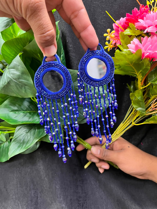 Designer Mirror Work Latkans for Blouses & Lehengas – Decorative Mirror Tassels for Ethnic Wear (6 Inch) | DC0981 | Royal Blue