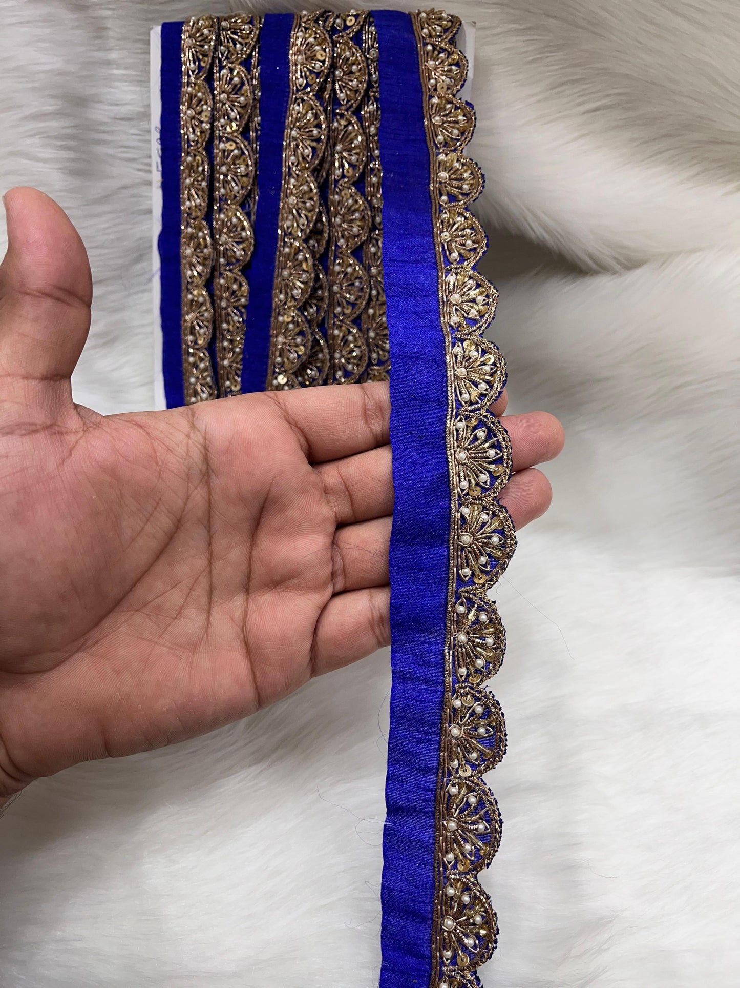 Maggam Work Lace for Sarees & Dupattas – 9 Meters, 1.5-Inch Width, Handcrafted Border Embroidery | Royal Blue