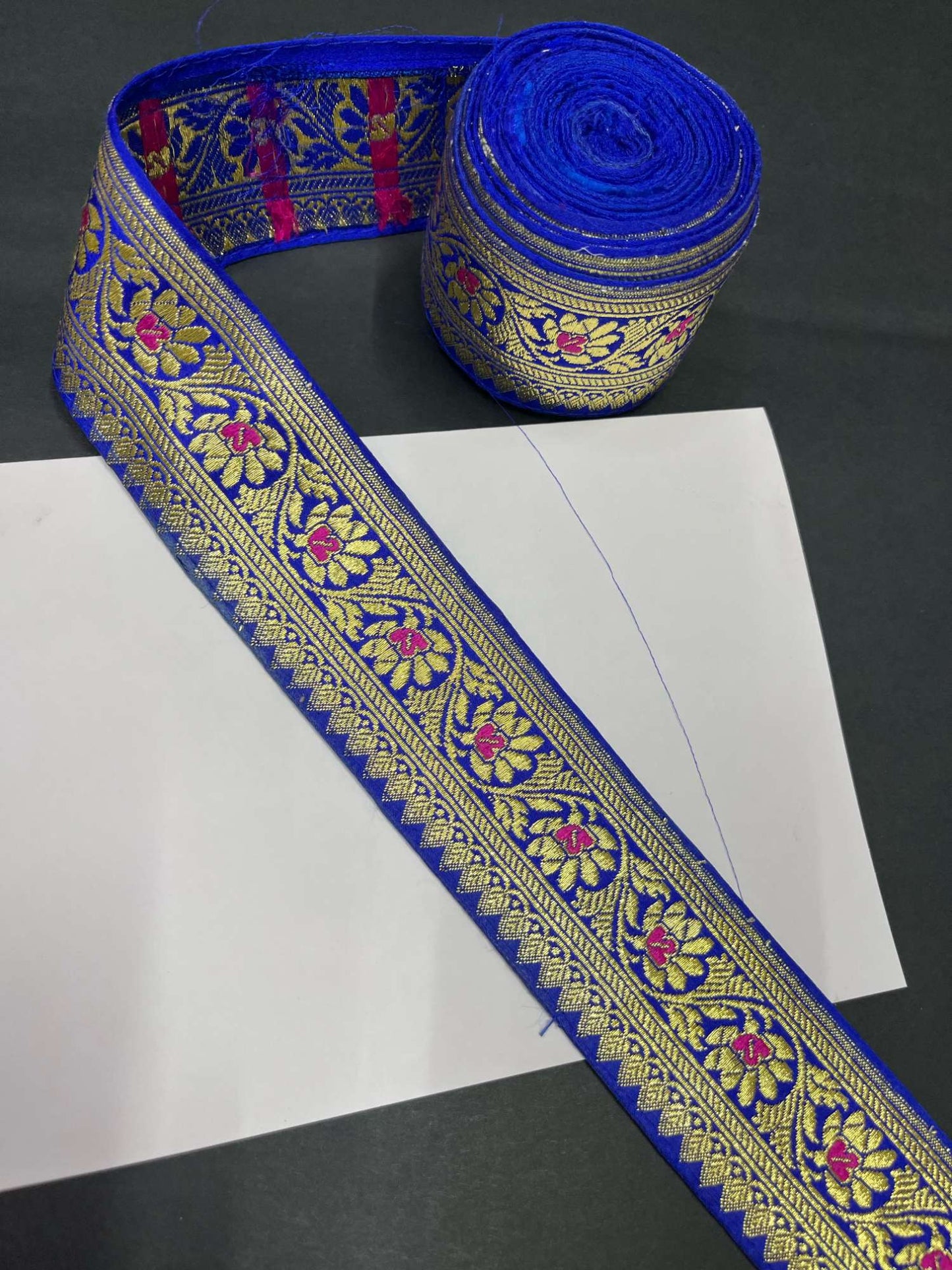 Banarasi Handloom Vintage Pure Silk Border – 9 Meters, 2-Inch Traditional Zari Embroidered Trim for Sarees & Lehengas | Royal Blue
