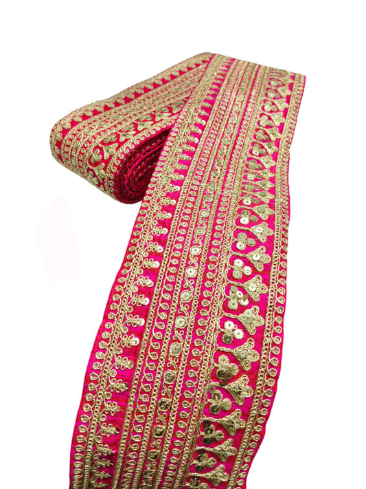 Embroidery Sabhyasachi Laces Saree Dupattas Borders – Premium Quality for Sarees, Lehengas, Dresses and Crafts Decoration - Maharani Pink