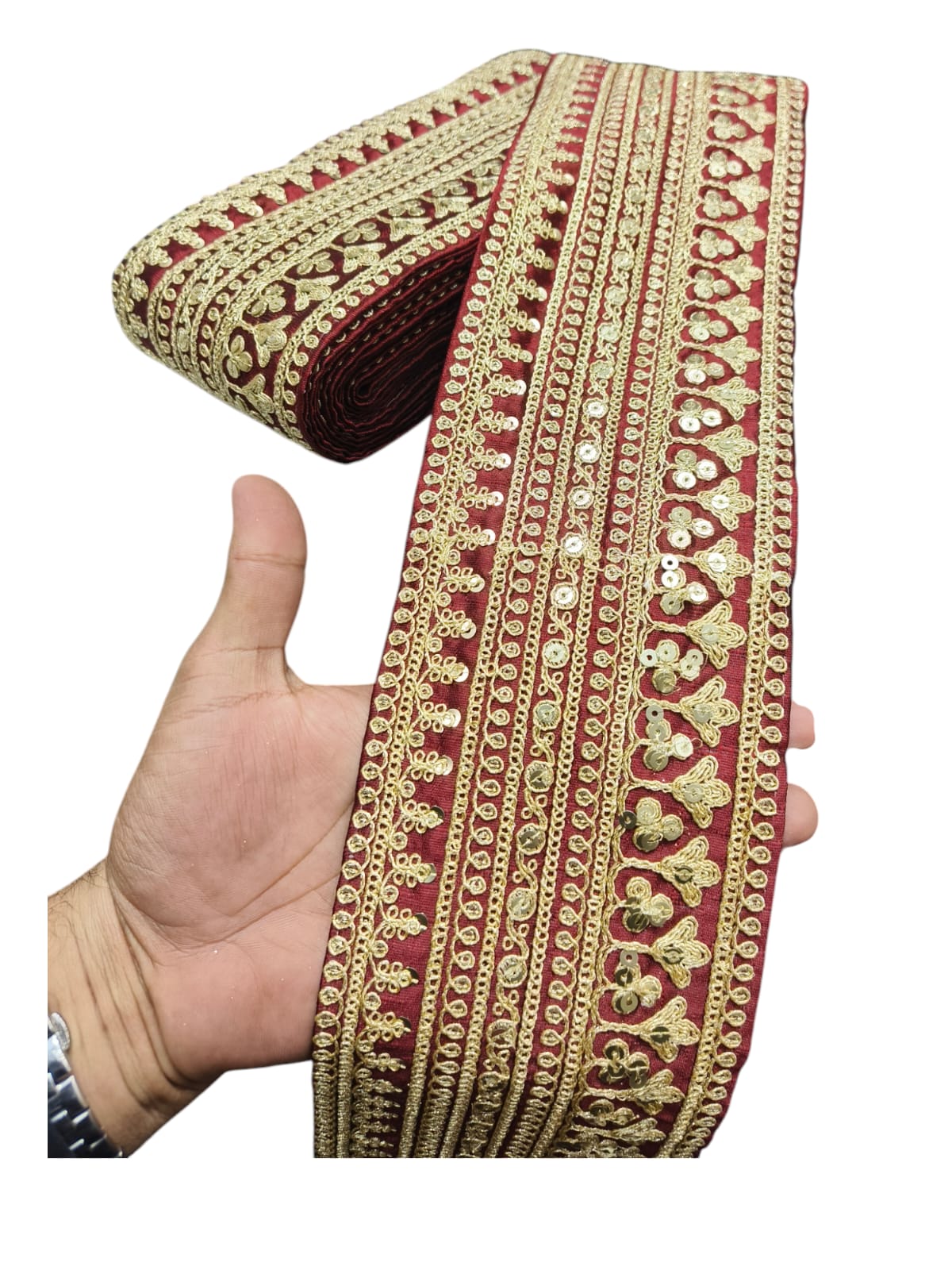Embroidery Sabhyasachi Laces Saree Dupattas Borders – Premium Quality for Sarees, Lehengas, Dresses and Crafts Decoration - Maroon