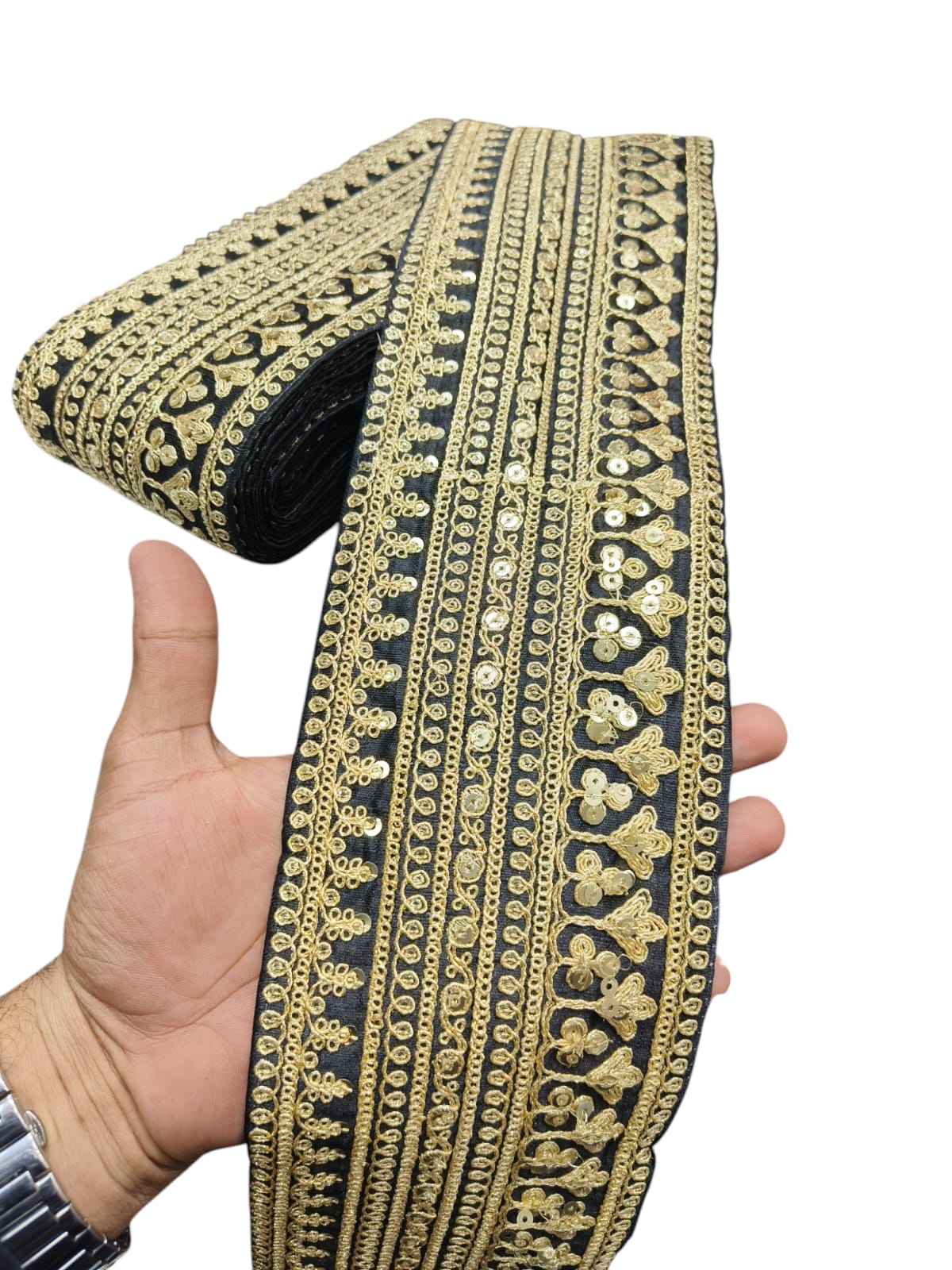 Embroidery Sabhyasachi Laces Saree Dupattas Borders – Premium Quality for Sarees, Lehengas, Dresses and Crafts Decoration - Black