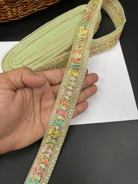 Sabyasachi Inspired Saree Lace Borders – Premium Designer Trim for Sarees, Dupattas & Lehengas (9 Meter, 1 Inch Width) | Sea Green