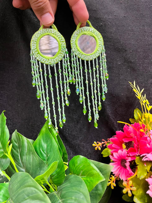 Designer Mirror Work Latkans for Blouses & Lehengas – Decorative Mirror Tassels for Ethnic Wear (6 Inch) | DC0981 | Sea Green