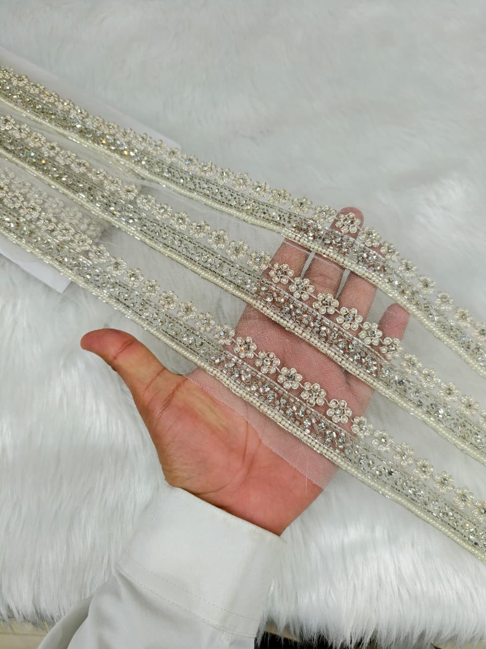 Handmade Zardosi Work Saree Laces Border – 9 Meters, 1-Inch Embroidered Trim for Sarees, Dupattas & Ethnic Wear | Silver