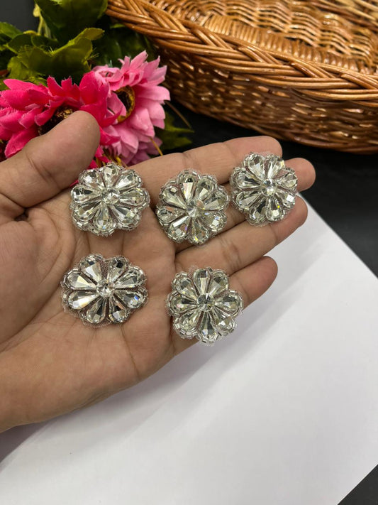 Handmade Crystal Patch – Elegant Designer Patch for Ethnic & Contemporary Wear | Silver