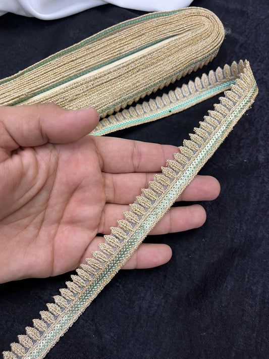 Beautiful Embroidery Zari Lace Borders for Sarees, Kurtis & Dresses – Decorative Ethnic Embroidered Lace Trim | Sky Blue