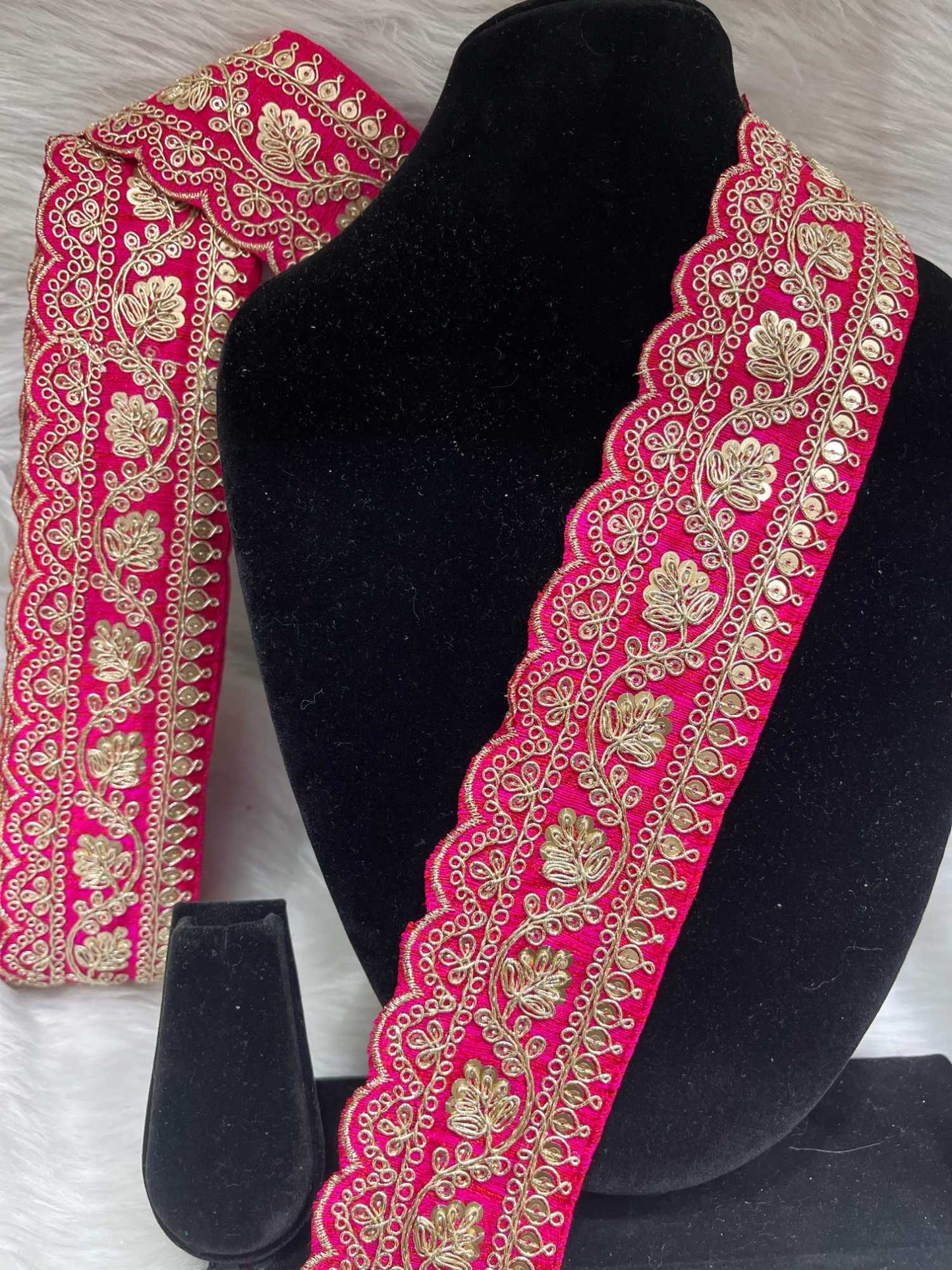 Designer Embroidery Saree Lace | Dupatta Lace | Lehenga Border – 9 Meters, 2-Inch Wide Embroidered Trim | Tomato
