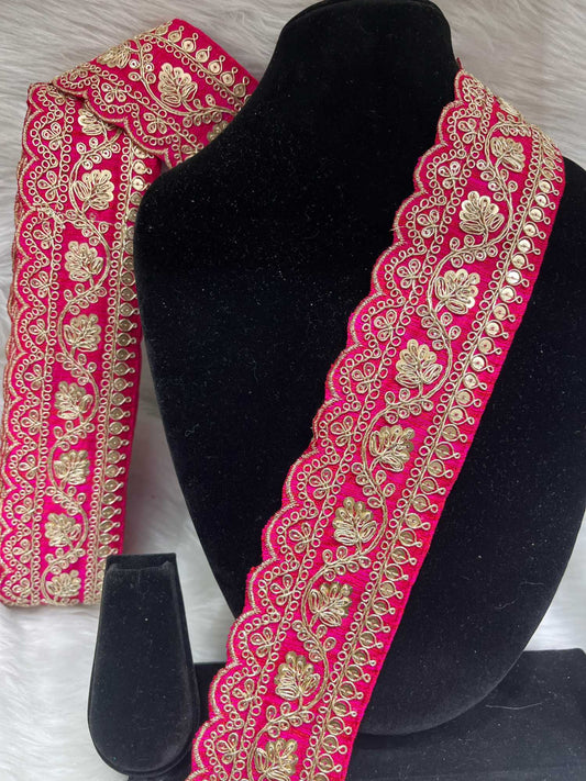 Designer Embroidery Saree Lace | Dupatta Lace | Lehenga Border – 9 Meters, 2-Inch Wide Embroidered Trim | Tomato