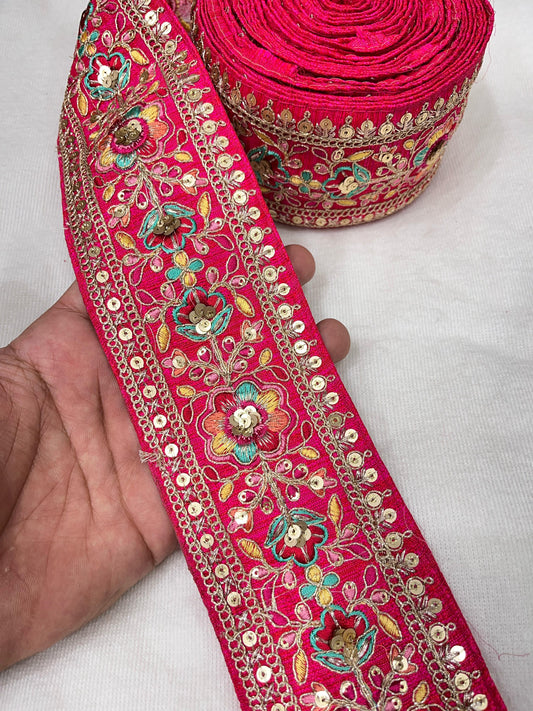 Embroidery Lace Embellishment Trim – 9 Meters, 3-Inch Width, Decorative Border | Tomato