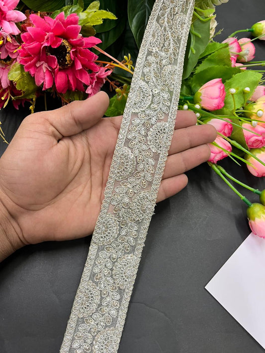 Gold Embroidered Zari Lace Trims – Premium 1.5 Inch Designer Border for Sarees, Dupattas, Lehengas & Festive Wear (9 Meter) | Water Gold