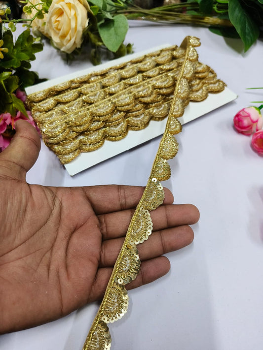Deeps Creation New jardoshi Handwork Lace Borders – Premium Quality, Intricate Embellishments for Sarees, Lehengas, Bridal Couture, and Luxury Home Decor - Gold