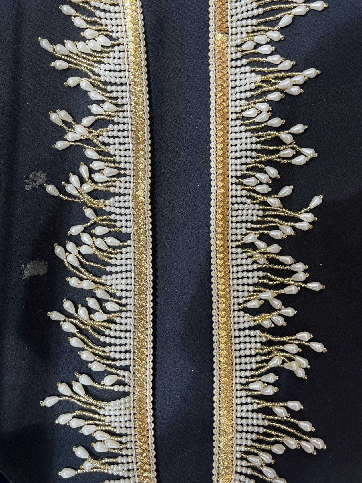 Deeps Creation Pearl Hanging Latkan Lace for Duppata, Saree Blouse Sewing Decorative Beach Bag Cushions