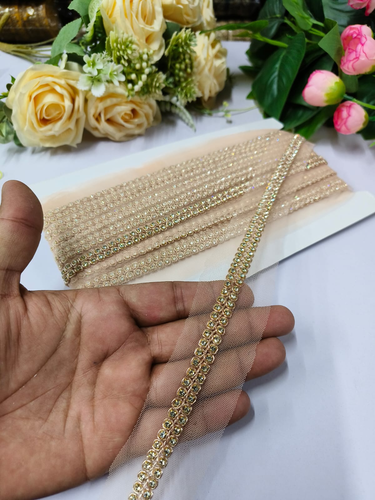 Daimond and Jardoshi Work Laces For Use Dupattas Saree Borders Handmade Laces