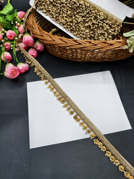 Metal Star Coin Hanging Laces for Sari Border Crafting Saree Sewing Decorative Beach Bag Cushions Trimmings Ribbons Tape, Jewelry Making Trim, Table Runner Lace - Gold