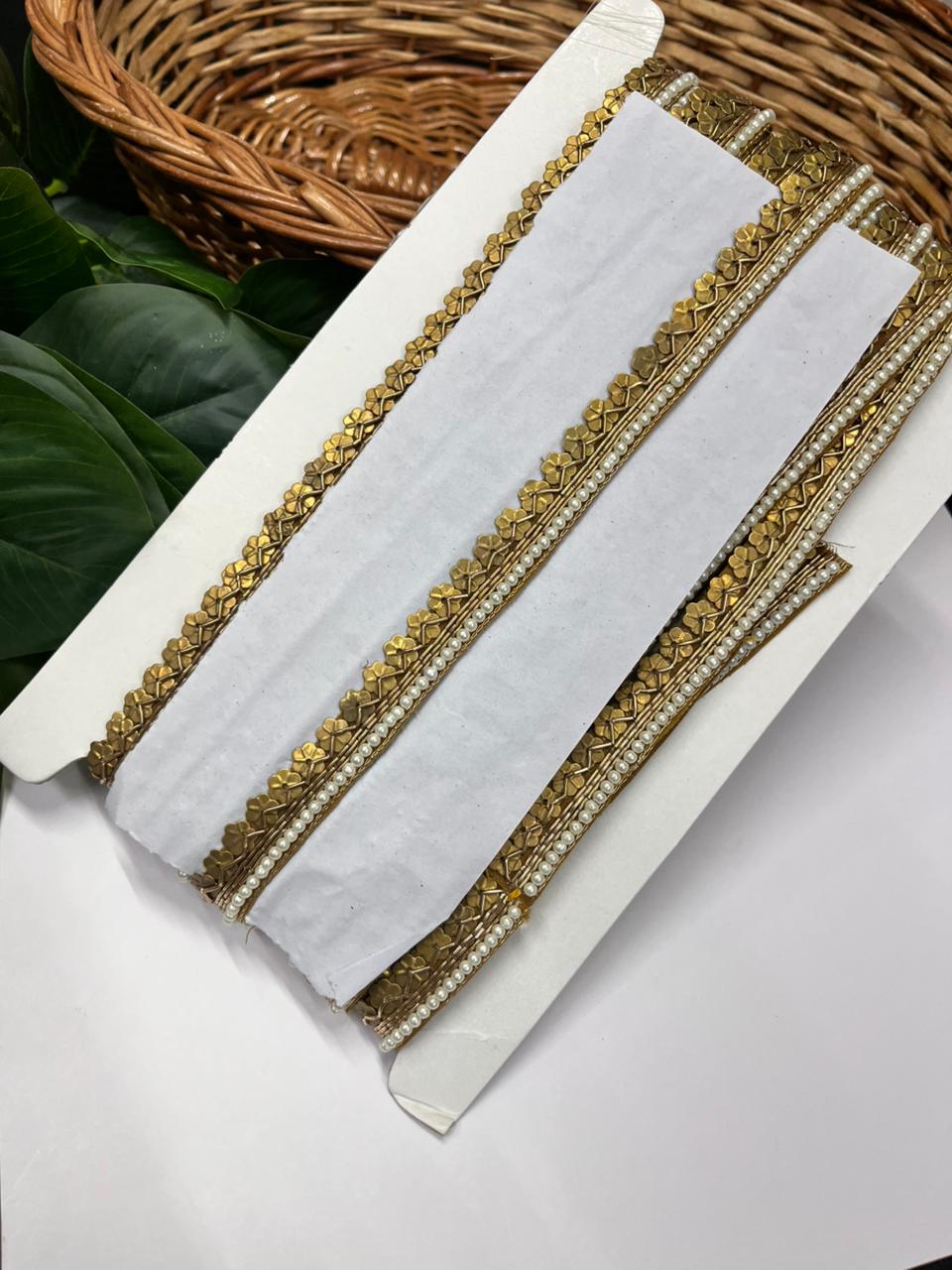Handcrafted Coin Lace with Pearl – Premium Handmade Designer Lace | Antique
