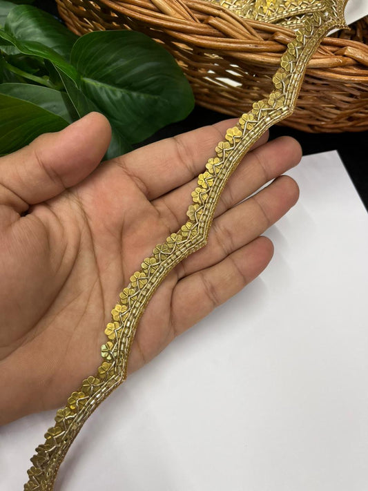 Luxurious Metal Star Coin Handcrafted Lace – Premium Handwork Designer Lace | Antique