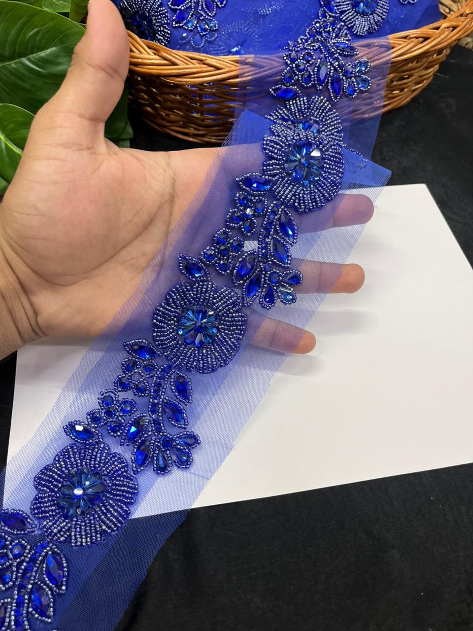 Exclusive Handcrafted Designer Lace for Sarees, Kurtis & Dresses – Premium Handwork Lace Border (2.5 Inch) | Royal Blue