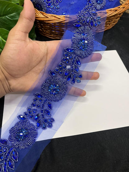 Exclusive Handcrafted Designer Lace for Sarees, Kurtis & Dresses – Premium Handwork Lace Border (2.5 Inch) | Royal Blue