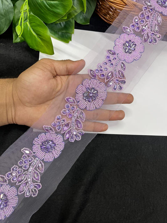 Exclusive Handcrafted Designer Lace for Sarees, Kurtis & Dresses – Premium Handwork Lace Border (2.5 Inch) | Purple