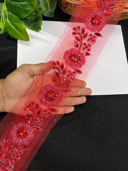 Exclusive Handcrafted Designer Lace for Sarees, Kurtis & Dresses – Premium Handwork Lace Border (2.5 Inch) | Red