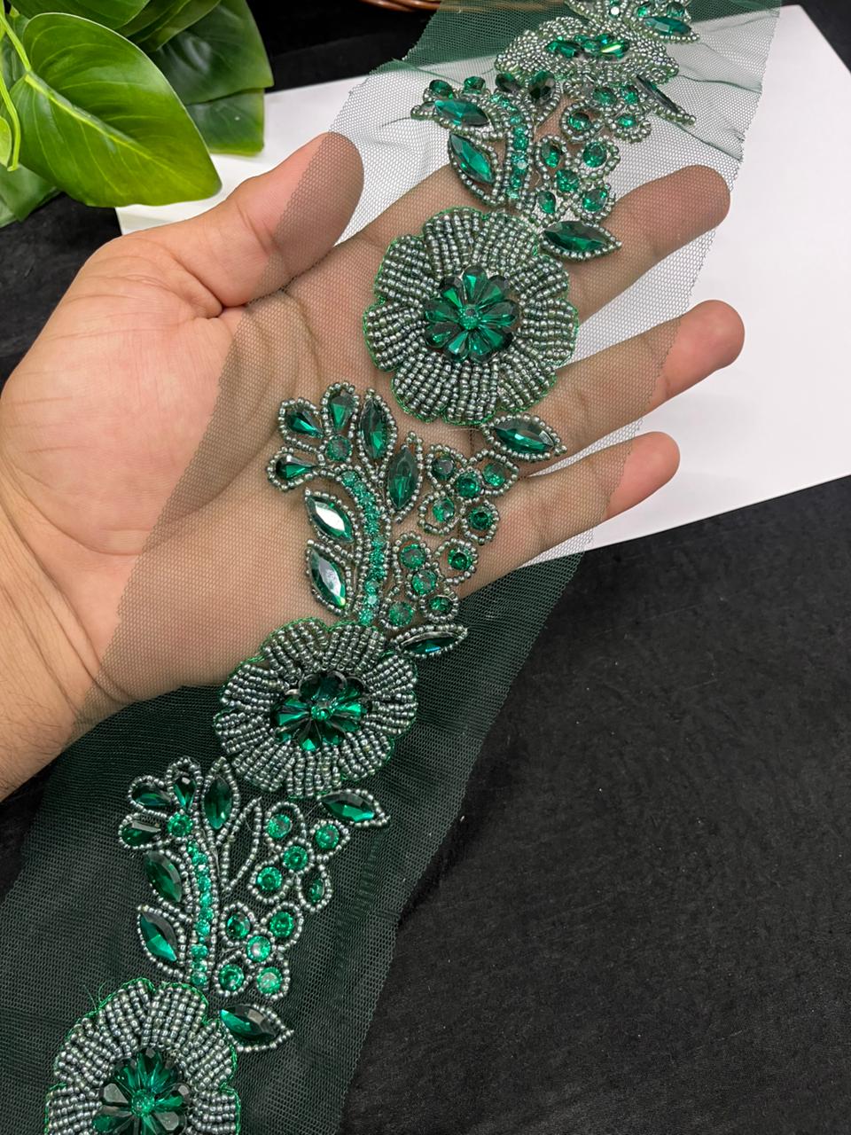 Exclusive Handcrafted Designer Lace for Sarees, Kurtis & Dresses – Premium Handwork Lace Border (2.5 Inch) | Bottle Green