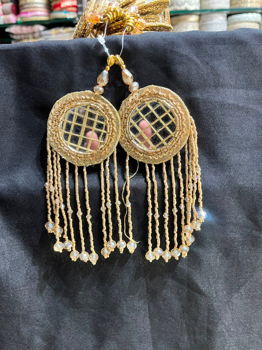 Designer Mirror Work Latkans for Blouses & Lehengas – Decorative Mirror Tassels for Ethnic Wear (6 Inch) | DC0979 | Antique