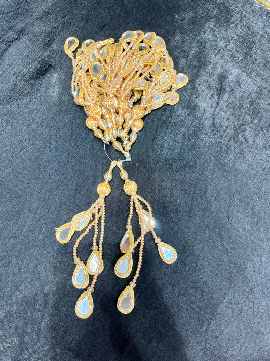 Designer Mirror Work Latkans for Blouses & Lehengas – Decorative Mirror Tassels for Ethnic Wear (6 Inch) | DC0980 | Antique