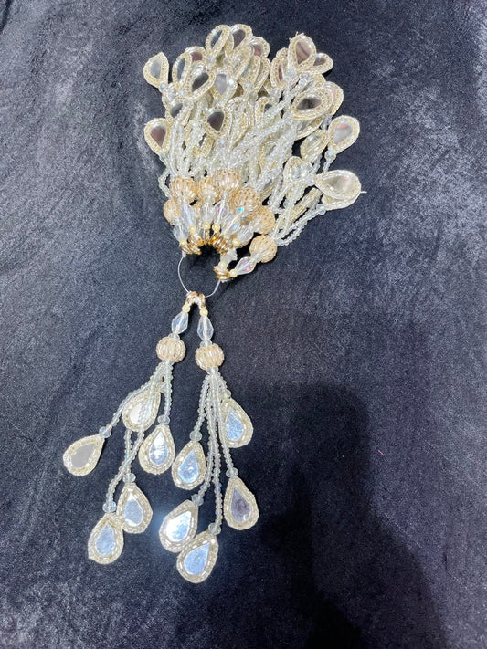 Designer Mirror Work Latkans for Blouses & Lehengas – Decorative Mirror Tassels for Ethnic Wear (6 Inch) | DC0980 | Pani Gold