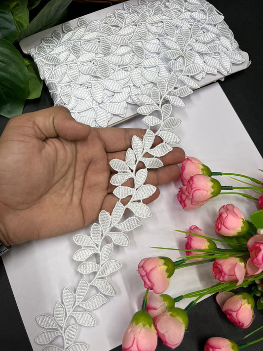 Exclusive Western Lace Borders – Boutique Style Imported Saree Laces (9 Meter Roll) | White