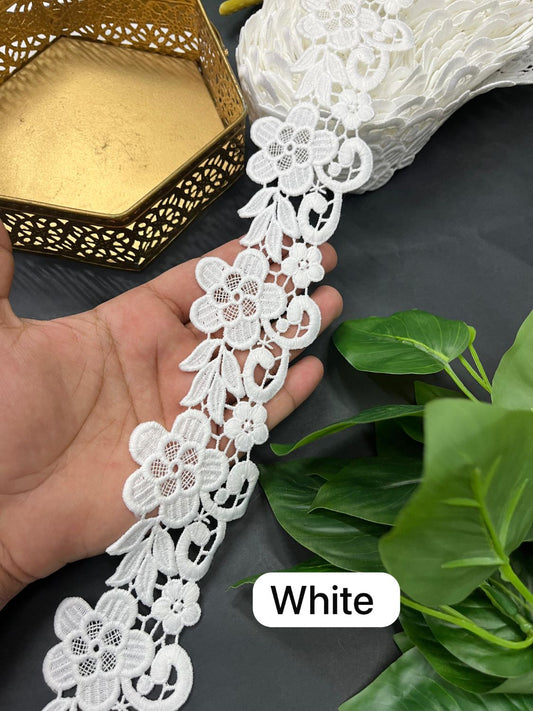 Beautiful Cotton GPO Lace Border – Imported Saree Laces & Designer Trims (9 Meter Roll) | White