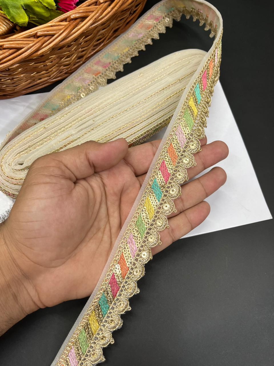 Sabyasachi Inspired Saree Lace & Borders – Premium Designer Trim for Sarees, Lehengas & Dupattas (9 Meter, 1 Inch Width) | White