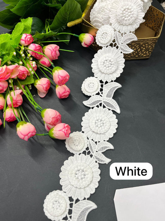 New Imported Western Lace for Sarees & Dresses – Premium 3 Inch Decorative Lace Border (9 Meter) | White
