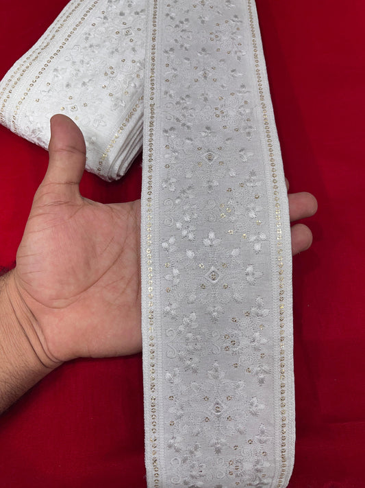 Indian Embroidery Ribbon Lace - Versatile Decorative Trim | White