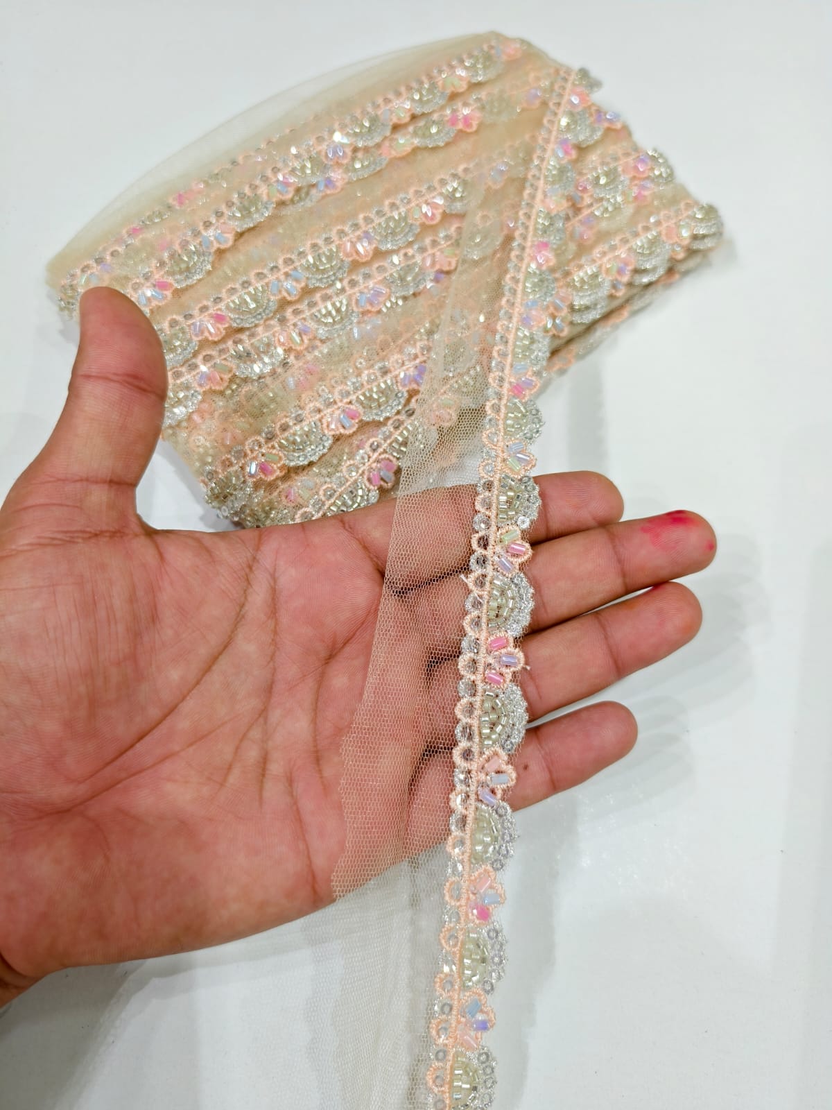 Imported Lace for Saree, Lehenga & Dupatta – Designer Premium Decorative Lace Border (Half Inch) | White