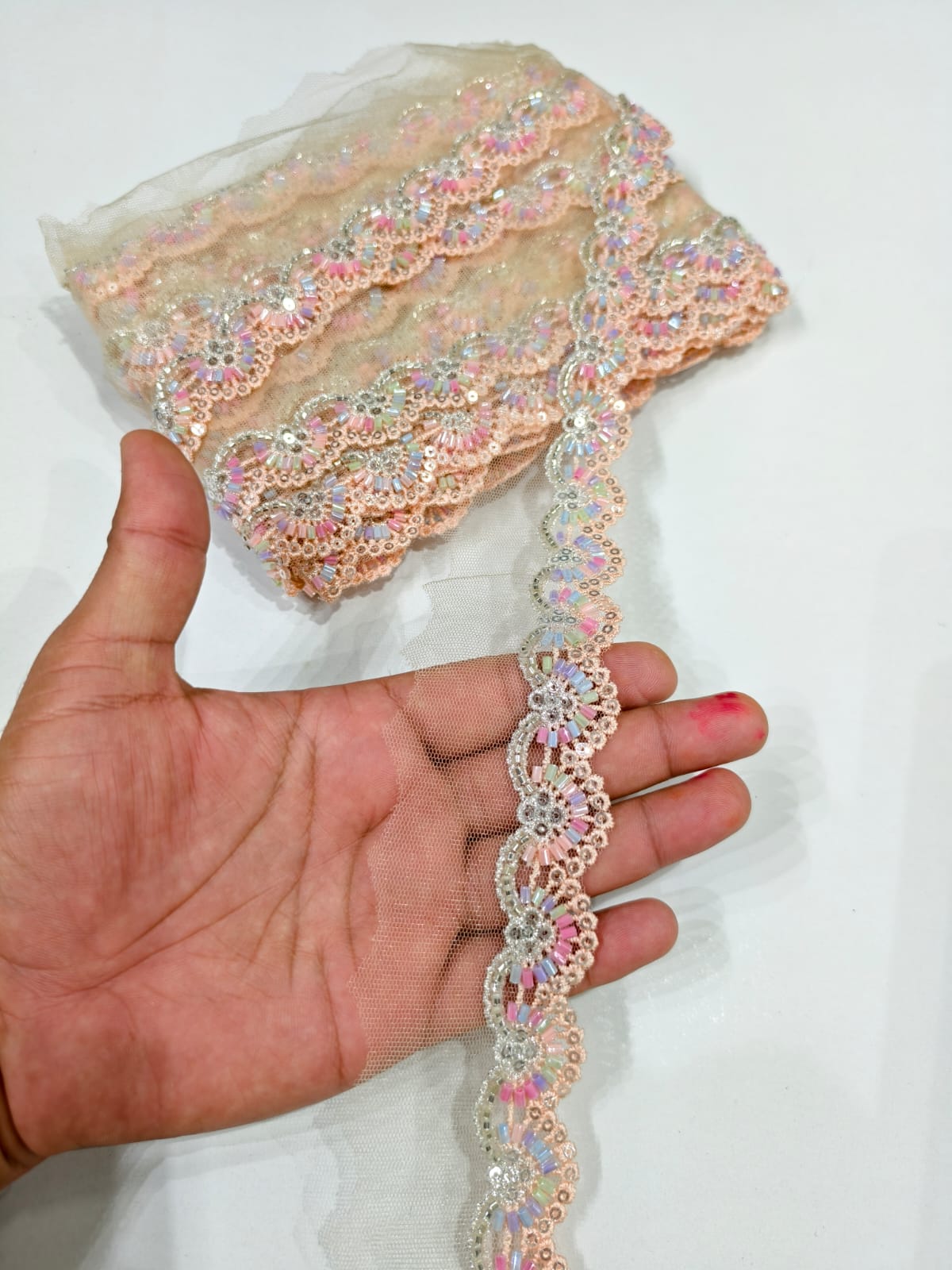 Imported Lace for Saree, Lehenga & Dupatta – Designer Premium Decorative Lace Border (1 Inch) | White