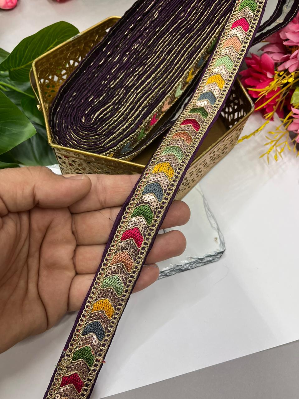 Sabyasachi Style Embroidery Saree Laces – Premium 1 Inch Designer Decorative Lace for Ethnic & Bridal Wear (9 Meter) | Wine