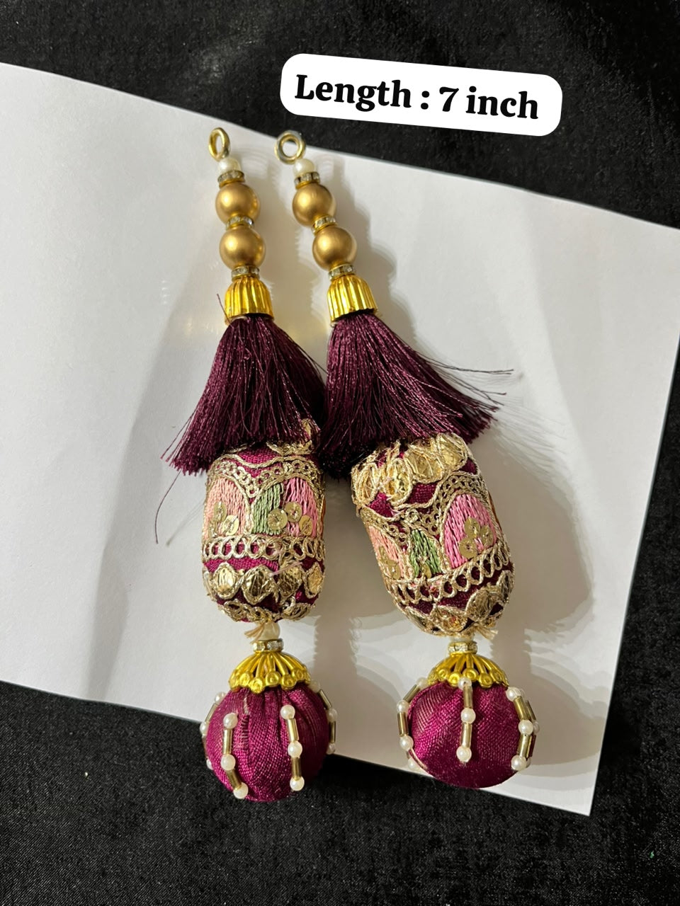 Decorative Gota Work Latkans for Lehenga and Saree Blouses – Designer Ethnic Tassels for Traditional Wear | Wine