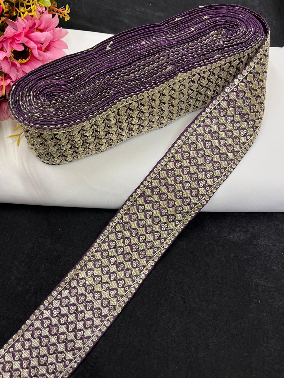 Beautiful Zari Embroidered Saree Border Lace for Sarees, Blouses & Lehengas – Designer Ethnic Embroidery Lace (2.5 Inch) | Wine