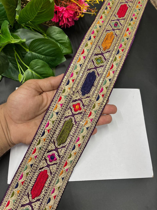 Designer Sabyasachi Laces & Borders – Premium Embroidered Lace Trim for Sarees, Lehengas & Dupattas (9 Meter, 3.5 Inch Width) | Wine